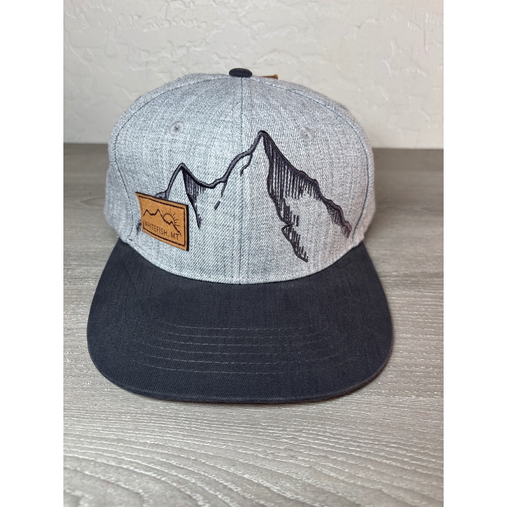 Locale Outdoor Whitefish MT Mountain Snapback Hat‎ Gray Charcoal Flat Brim New